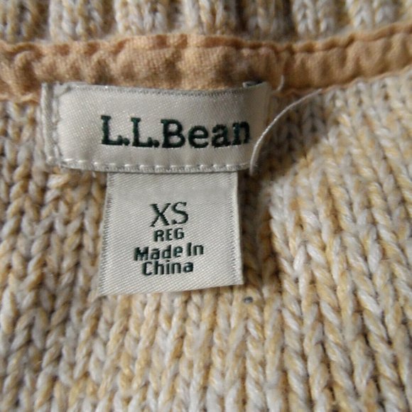 L.L.BEAN Scoop neck Crochet knit sweater XS Beige NaturalCable knit High quality - Picture 13 of 13